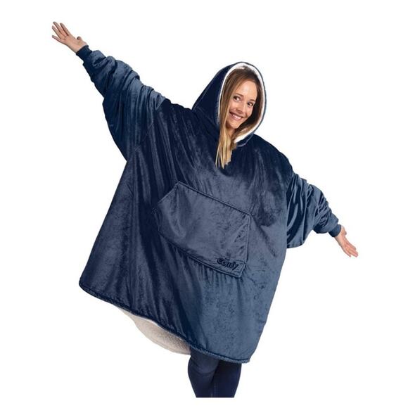 The Comfy Other - The Comfy Oversized Microfiber Sherpa Wearable Blanket One Size Fits All Navy